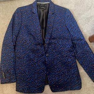 Banana Republic Blue and Black Leopard-Print Blazer